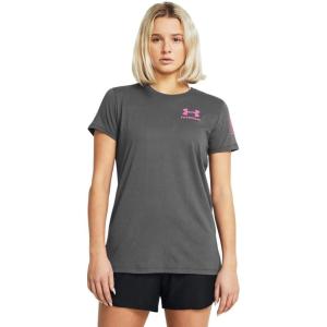 imageUnder Armour Womens New Freedom Flag TShirt025 Castlerock   Pink Edge