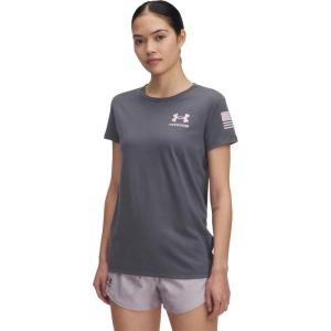 imageUnder Armour Womens New Freedom Flag TShirt027 Castlerock   Prime Pink