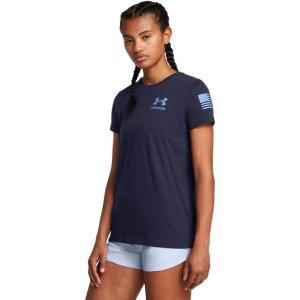 imageUnder Armour Womens New Freedom Flag TShirt411 Midnight Navy   Horizon Blue