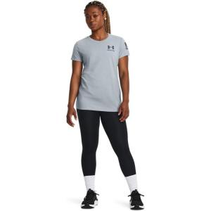 imageUnder Armour Womens New Freedom Flag TShirt466 Harbor Blue Medium Heather   Downpour Gray