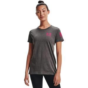 imageUnder Armour Womens New Freedom Flag TShirtCharcoal Medium Heather 019Virtual Pink