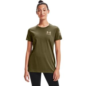 imageUnder Armour Womens New Freedom Flag TShirtMarine Od Green 390Desert Sand