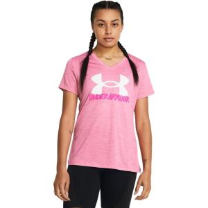 imageUnder Armour Womens Tech Marker Twist Short Sleeve T Shirt697 Sunset Pink   White