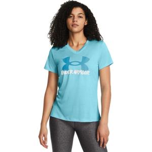 imageUnder Armour Womens Tech Marker Twist Short Sleeve T Shirt914 Sky Blue   Capri