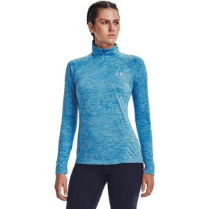 imageUnder Armour Womens Tech Twist  Zip LongSleeve Pullover419 Capri  Fuse Teal  Metallic Silver