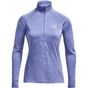 imageUnder Armour Womens Tech Twist  Zip LongSleeve Pullover495 Baja Blue  White  Metallic Silver