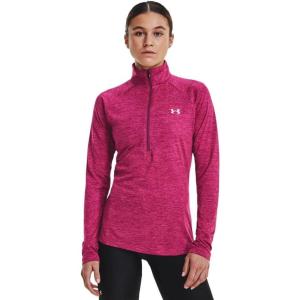 imageUnder Armour Womens Tech Twist  Zip LongSleeve Pullover635 Charged Cherry  Rebel Pink  Metallic Silver