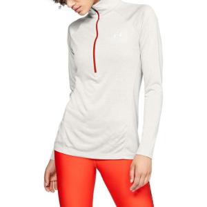 imageUnder Armour Womens Tech Twist  Zip LongSleeve PulloverGhost Gray Radio Red Metallic Silver