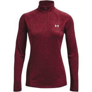 imageUnder Armour Womens Tech Twist  Zip LongSleeve PulloverLeague Red 626Metallic Silver