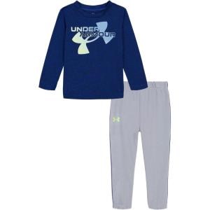 imageUnder Armour babyboys Long Sleeve Shirt and Jogger Set Durable Stretch and LightweightNavy Twist Logo