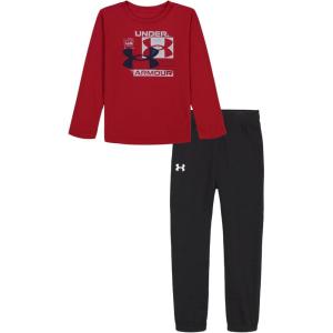imageUnder Armour babyboys Long Sleeve Shirt and Jogger Set Durable Stretch and LightweightRed Layered Logo