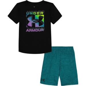 imageUnder Armour babyboys Tee and Short Set Short Sleeve and Tank Designs Lightweight and BreathableBlackTeal Twist