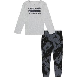imageUnder Armour babyboys Tee and Short Set Short Sleeve and Tank Designs Lightweight and BreathableMod Gray Plume Wave
