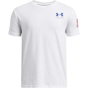 imageUnder Armour Boys Freedom Flag Short Sleeve T Shirt100 White   Red