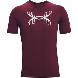 imageUnder Armour Mens Antler Logo Short Sleeve T Shirt  Casual Hunting Apparel  Camo Graphic TeeDark Maroon 600Mod Gray