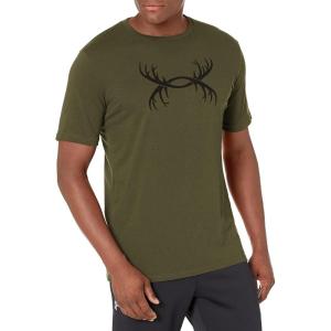 imageUnder Armour Mens Antler Logo Short Sleeve T Shirt  Casual Hunting Apparel  Camo Graphic TeeMarine Od Green 390Black