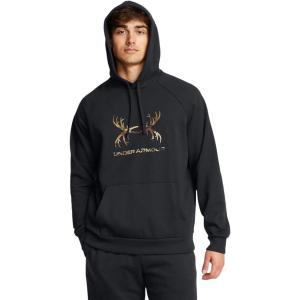 imageUnder Armour Mens Rival Fleece Antler Wordmark Hoodie  UltraSoft CottonBlend Mens Sweatshirt  Hooded Athletic Pullover001 Black   Ua Barren Camo