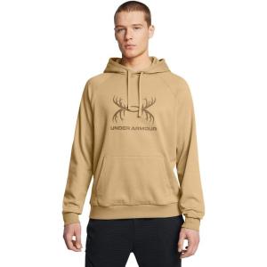 imageUnder Armour Mens Rival Fleece Antler Wordmark Hoodie  UltraSoft CottonBlend Mens Sweatshirt  Hooded Athletic Pullover263 Camel   Coyote