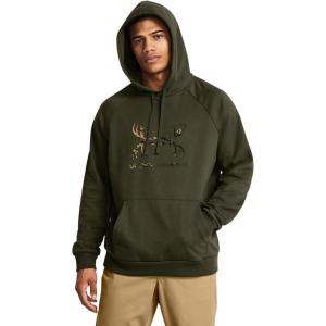 imageUnder Armour Mens Rival Fleece Antler Wordmark Hoodie  UltraSoft CottonBlend Mens Sweatshirt  Hooded Athletic Pullover390 Marine Od Green  