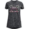 imageUnder Armour Girls Tech Big Logo Twist Short Sleeve TShirt002 Black Medium Heather  Rebel Pink  Fade