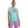 imageUnder Armour Womens Flower Tech Twist Short Sleeve T Shirt482 Radial Turquoise   White