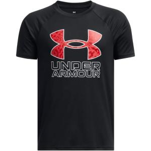 imageUnder Armour Boys Tech Hybrid Print Short Sleeve T Shirt004 Black   White