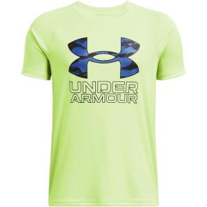 imageUnder Armour Boys Tech Hybrid Print Short Sleeve T Shirt304 Morph Green  Morph Green  Tech Blue
