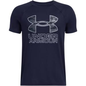imageUnder Armour Boys Tech Hybrid Print Short Sleeve T Shirt410 Midnight Navy  Downpour Gray  Mod Gray