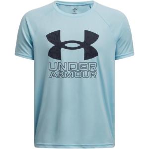 imageUnder Armour Boys Tech Hybrid Print Short Sleeve T Shirt494 Stream   Downpour Gray