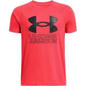 imageUnder Armour Boys Tech Hybrid Print Short Sleeve T Shirt713 Racer Red  Anthracite  Cardinal