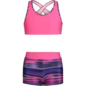 imageUnder Armour Girls Bikini and Shorts Swim SetElectro Pink Stripe Sp22