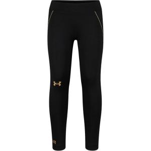 imageUnder Armour Girls Leggings Wordmark ampamp Printed Designs Lightweight Stretch Fit and DurableBlack Gold Luxe