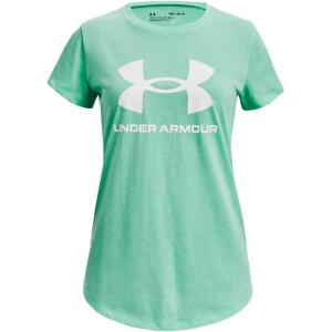 imageUnder Armour Girls Live Sportstyle Graphic ShortSleeve TShirt958 Green Breeze Medium Heather   White