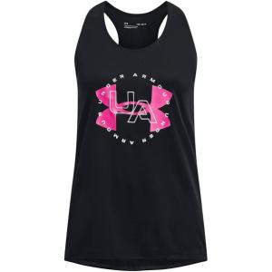 imageUnder Armour Girls Tech Big Logo Tank002 Black  Gray Mist  Rebel Pink