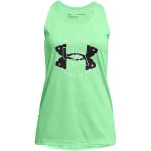 imageUnder Armour Girls Tech Big Logo Tank350 Matrix Green   Black