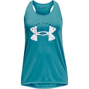 imageUnder Armour Girls Tech Big Logo Tank433 Glacier Blue  Baja Blue  White