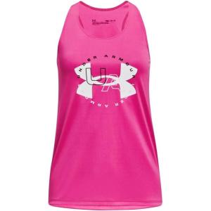 imageUnder Armour Girls Tech Big Logo Tank652 Rebel Pink  Pink Sugar  White