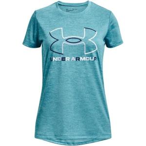 imageUnder Armour Girls Tech Big Logo Twist Short Sleeve TShirt433 Glacier Blue  White  Sonar Blue