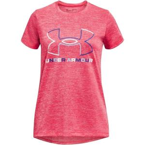 imageUnder Armour Girls Tech Big Logo Twist Short Sleeve TShirt683 Pink Shock  White  Halogen Blue