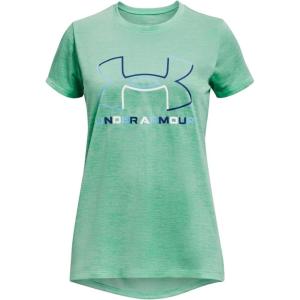 imageUnder Armour Girls Tech Big Logo Twist Short Sleeve TShirt958 Green Breeze  White  Halogen Blue