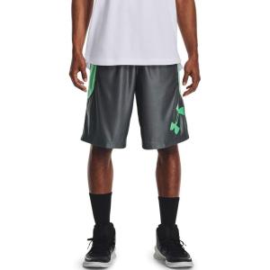 imageUnder Armour Mens 10Inch Perimeter Basketball ShortsPitch Gray 013Matcha Green