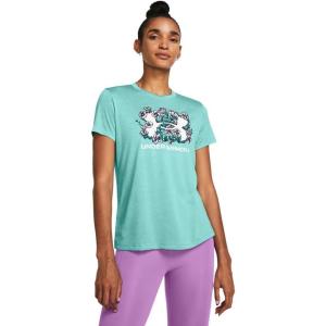 imageUnder Armour Womens Flower Tech Twist Short Sleeve T Shirt482 Radial Turquoise   White