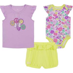 imageUnder Armour babygirls 3piece Set Bodysuit With Coordinated Top ampamp Bottom Lightweight ampamp Relaxed FitPurple Ace Daisy