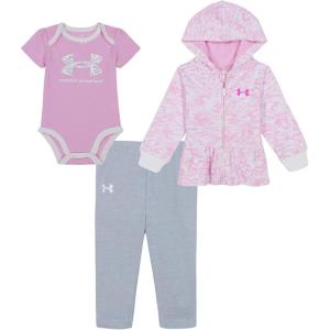imageUnder Armour babygirls 3piece Set Bodysuit With Coordinated Top ampamp Bottom Lightweight ampamp Relaxed FitStellar PinkGray  Hoodie