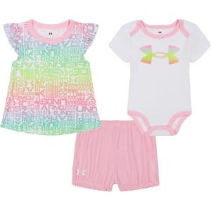 imageUnder Armour babygirls 3piece Set Bodysuit With Coordinated Top ampamp Bottom Lightweight ampamp Relaxed FitWhite Multi  Dress