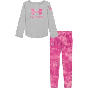 imageUnder Armour girls Long Sleeve Shirt and Legging Set Durable Stretch and LightweightGray Freedom Crackle