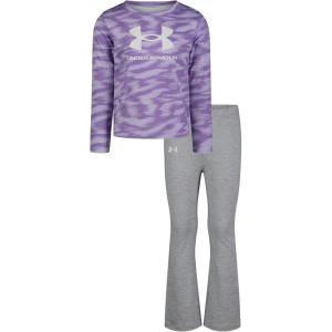 imageUnder Armour girls Long Sleeve Shirt and Legging Set Durable Stretch and LightweightMod GrayLavender  Yoga Pant