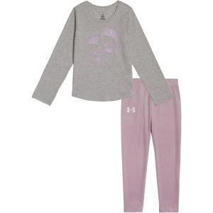 imageUnder Armour girls Long Sleeve Shirt and Legging Set Durable Stretch and LightweightSilver Heather Heart Logo