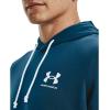 imageUnder Armour Mens Rival Terry ShortSleeve HoodieDeep Sea 459Onyx White