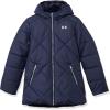 imageUnder Armour Girls Quilted Puffer Jacket Front Pockets ampamp Hooded Back MidWeight ampamp Water RepellentMidnight Navy